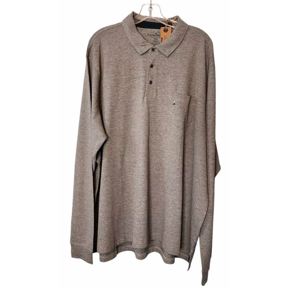 Tailor Vintage NWT Men's XXXL‎ Polo Shirt Med Heather Grey LS NWT $78 3XL NEW